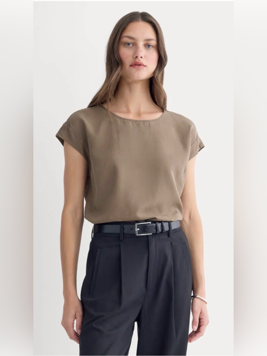 New Everlane The Muscle Top In Butterlite Deep Taupe Size S